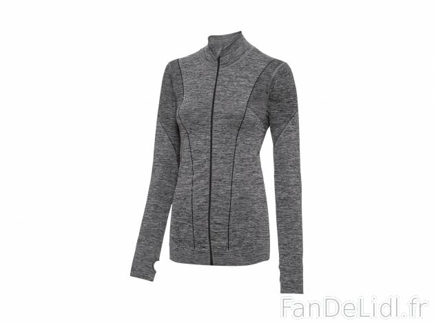 Sweat zippé seamless femme , le prix 9.99 € 
- Ex. 47 % polyamide, 45 % polyester ...