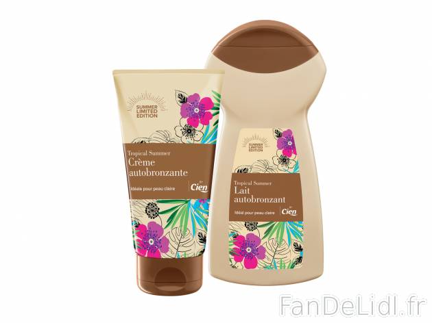 Crème ou lait autobronzant , le prix 2.99 €  
-  Idéale pour peau claire