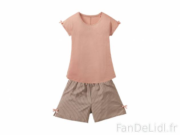 Pyjashort pur lin femme , le prix 9.99 € 
- Ex. haut 100 % lin et bas 100 % viscose ...