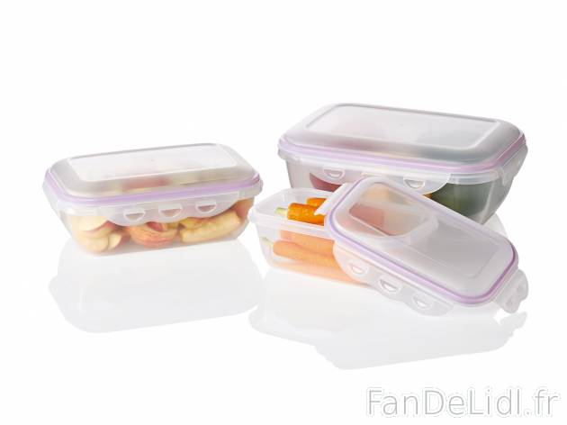 Boîtes de conservation , le prix 6.99 € 
- Set de 3 : env. 1,3 L, env. 2,5 L ...