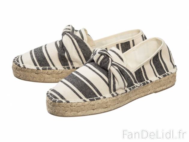 Espadrilles femme , le prix 9.99 € 
- Ex. Dessus, doublure et semelle de propreté ...