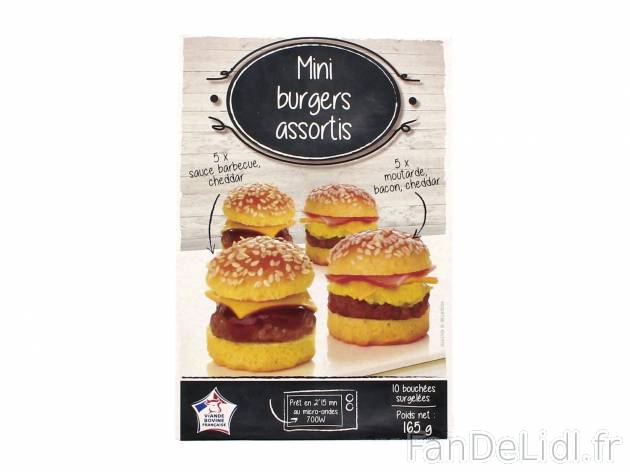 10 mini burgers1 , prezzo 3.99 € per 165 g 
- Assortiment sauce barbecuecheddar ...
