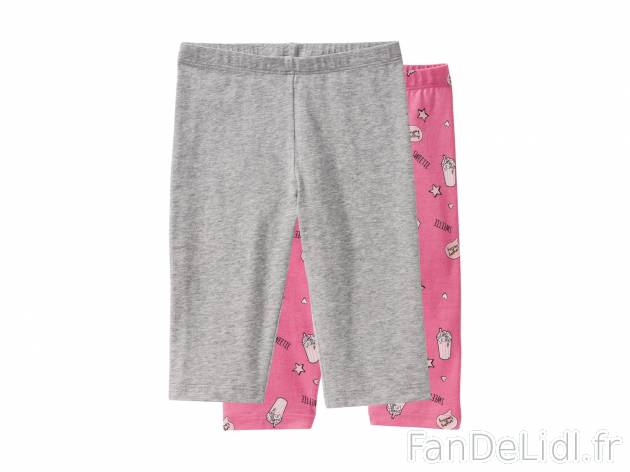 Corsaires ou leggings fille , le prix 2.39 € 
- Ex. 95 % coton et 5 % élasthanne ...