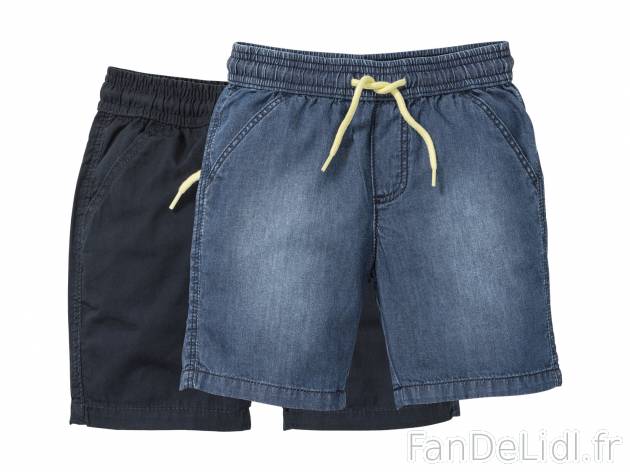 Bermudas garçon , le prix 5.99 €  
-  100 % coton
-  Lot de 2
-  3 modèles au choix