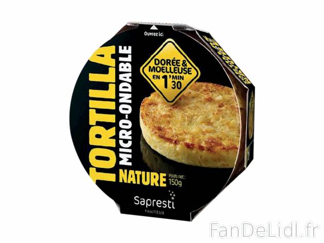 Tortilla1 , prezzo 1.69 € per 150 g au choix 
-  Au choix : nature ou chorizo