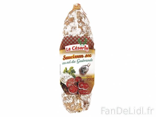 Saucisson sec au sel de Guérande , prezzo 2,59 € per 250 g, 1 kg = 10,36 € ...