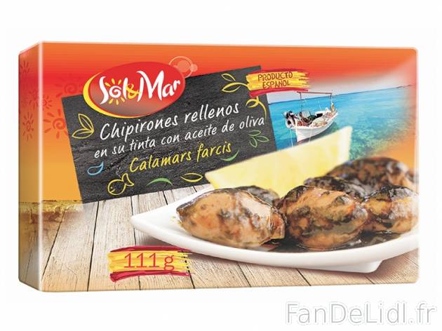 Calamars farcis à l\&#039;huile d\&#039;olive , prezzo 1,49 € per 111 ...