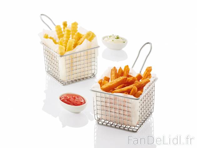 Mini paniers à frites , le prix 4.99 € 
- Lot de 2
- En acier inoxydable
- ...