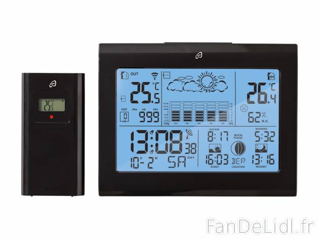 Station météo radioguidée , le prix 17.99 € 
- Pictogrammes pour les prévisions ...