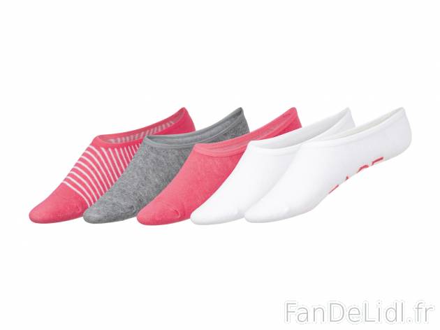 Protège-pieds en coton femme , le prix 3.99 € 
- Ex. 77 % coton, 21 % polyamide ...