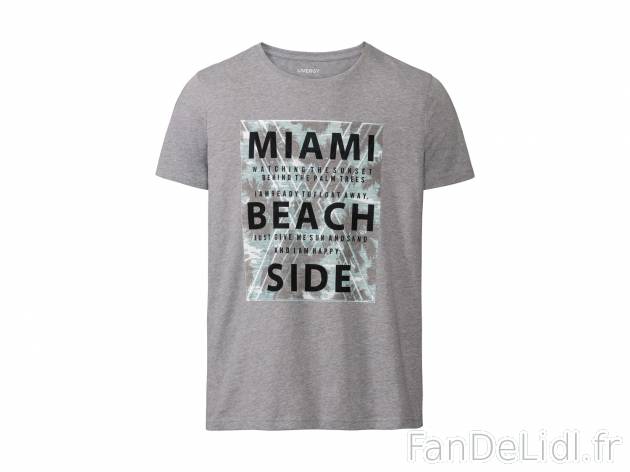 T-shirt homme , le prix 3.99 € 
- Ex. 60 % coton et 40 % polyester
- 3 coloris ...