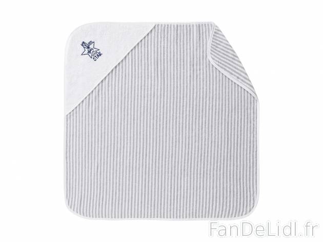 Cape de bain à capuche bébé , le prix 6.99 € 
- Env. 75 x 75 cm
- 100 % coton
- ...