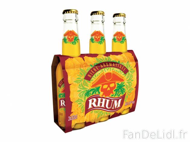 3 bières aromatisées1 , le prix 2.99 &#8364; 
- 5,9 % Vol.
- Au choix : rhum ...