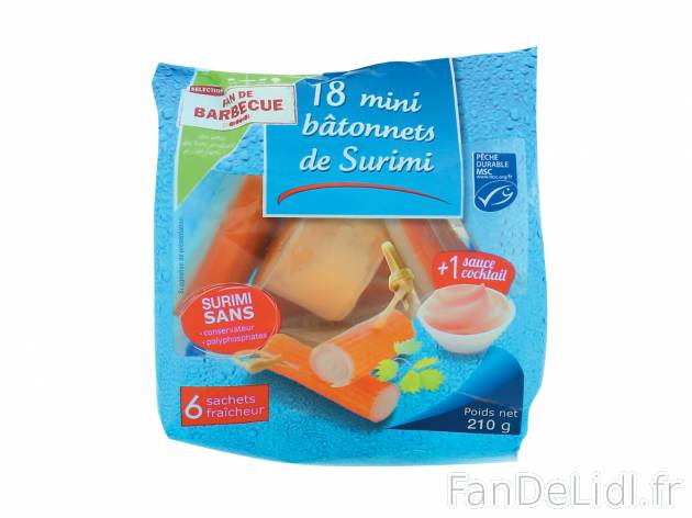 Mini bâtonnets de surimi MSC1 , le prix 1.19 &#8364;  
-  Sauce incluse