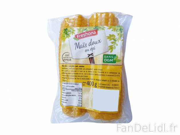 Maïs doux à griller1 , le prix 1.29 &#8364;  
-  Sans OGM