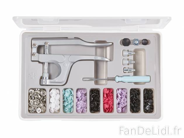 Set de boutons-pression avec pince , le prix 9.99 € 
- 110 pièces dont 80 boutons-pression ...