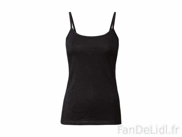 Débardeur à fines bretelles femme bio , le prix 2.99 € 
- Ex. 95 % coton et ...