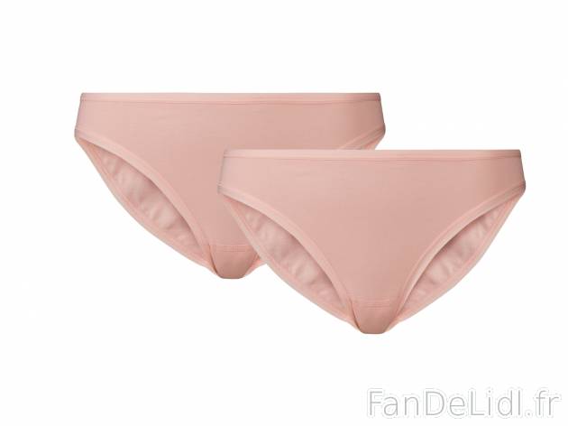 Slips femme bio , le prix 2.99 € 
- Ex. 95 % coton et 5 % élasthanne
- Lot ...