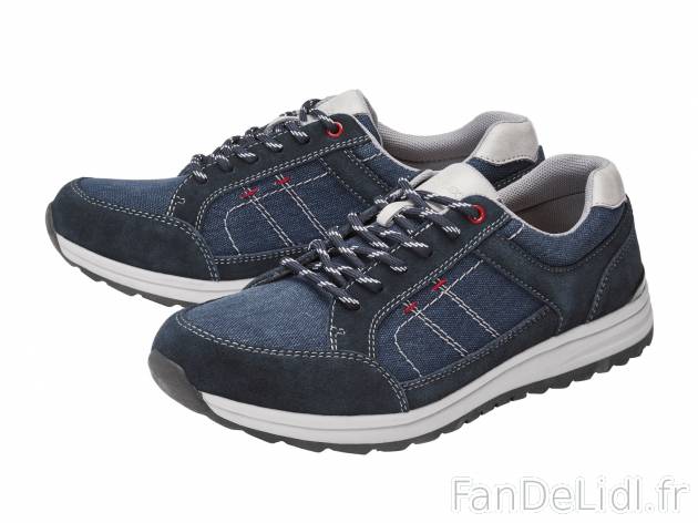 Chaussures homme , le prix 17.99 € 
- Ex. dessus cuir et toile, doublure textile, ...