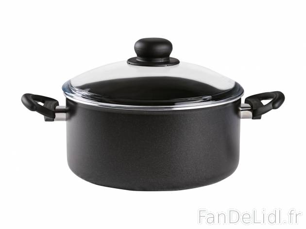 Faitout en aluminium avec couvercle en verre , le prix 12.99 € 
- Revêtement ...