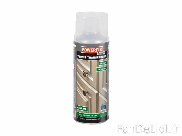 Vernis en aérosol 2 en 1 , le prix 2.99 € 
- Env. 400 ml
- Vernis + fond
- ...