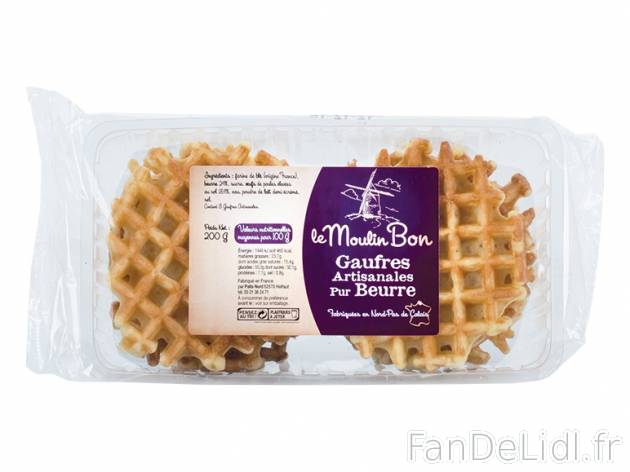 Gaufres artisanales pur beurre , prezzo 1.39 € per 200 g, 1 kg = 6,95 € EUR.