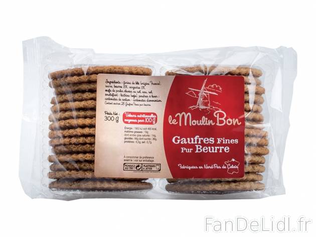 Gaufres fines pur beurre , prezzo 1.59 € per 300 g au choix, 1 kg = 5,30 € EUR. ...