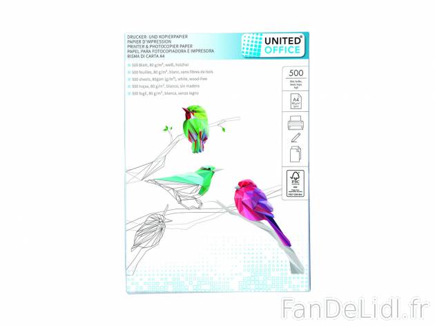 Papier d’impression , le prix 3.99 €  
-  500 feuilles