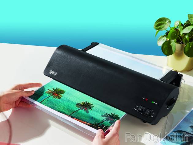 Plastifieuse , le prix 19.99 € 
- 8 pochettes A3 (80 microns) incluses
- Épaisseur ...