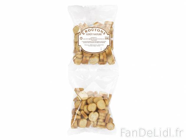 Croûtons de pain , prezzo 1.19 € per 2 x 90 g au choix, 1 kg = 6,61 € EUR. ...