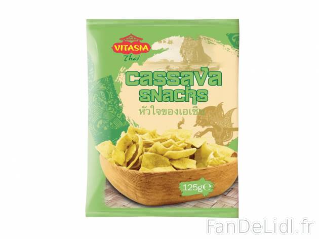 Chips1 , prezzo 0.99 € per 100/125 g au choix 
-  Au choix : crevette ou manioc