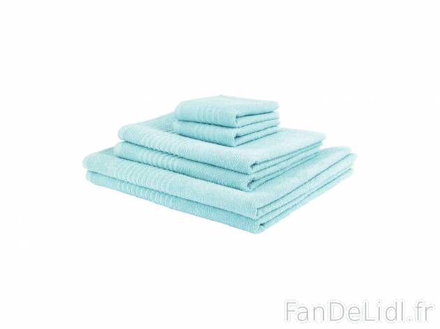 Serviettes éponge , le prix 11.99 € 
- 100 % coton
- Set de 6 : 2 serviettes ...