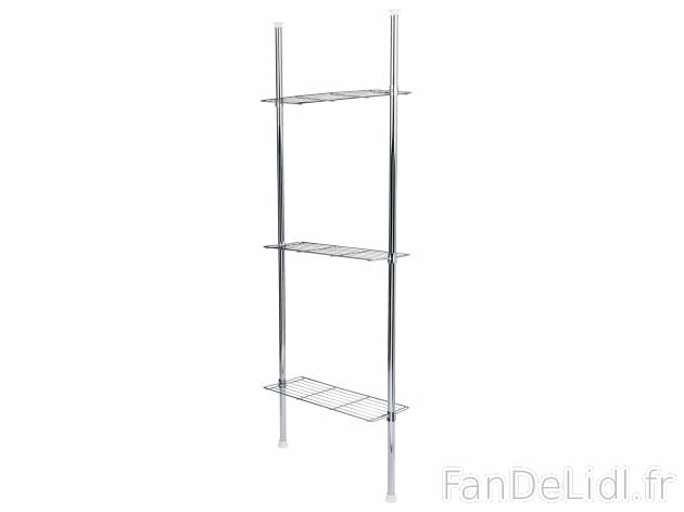 Étagère de salle de bains télescopique , le prix 21.99 € 
- 3 tablettes réglables ...