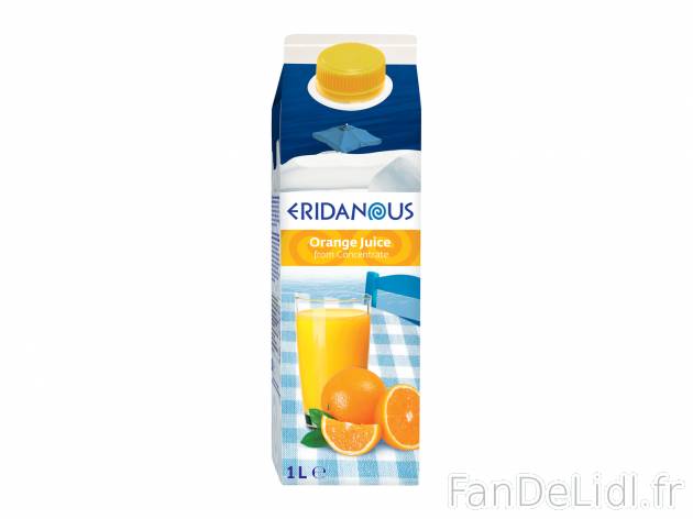 Jus d&apos;orange grec à base de concentré1 , le prix 0.99 €