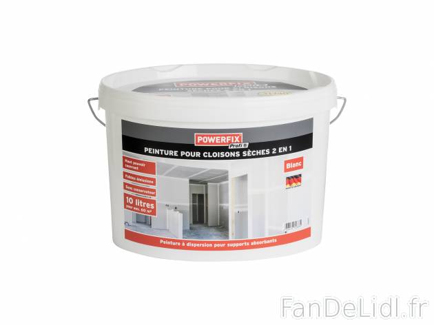 Peinture pour cloisons sèches 2 en 1 , le prix 19.99 € 
- 10 L pour env. 60 ...
