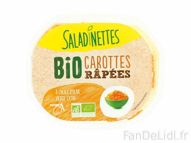 Carottes râpées Bio1 , le prix 1.39 €