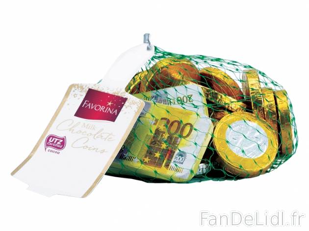 Pièces et billets au chocolat au lait , prezzo 1.15 € per 150 g, 1 kg = 7,67 ...