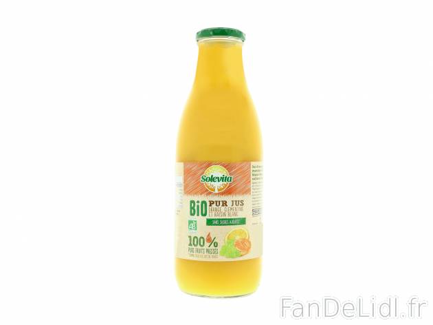 Pur jus orange, clémentine, raisin blanc Bio1 , le prix 2.39 &#8364;