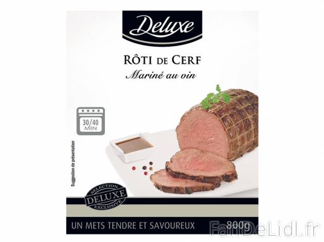Rôti de cerf mariné au vin , prezzo 12.99 € per 800 g, 1 kg = 16,24 € EUR. ...