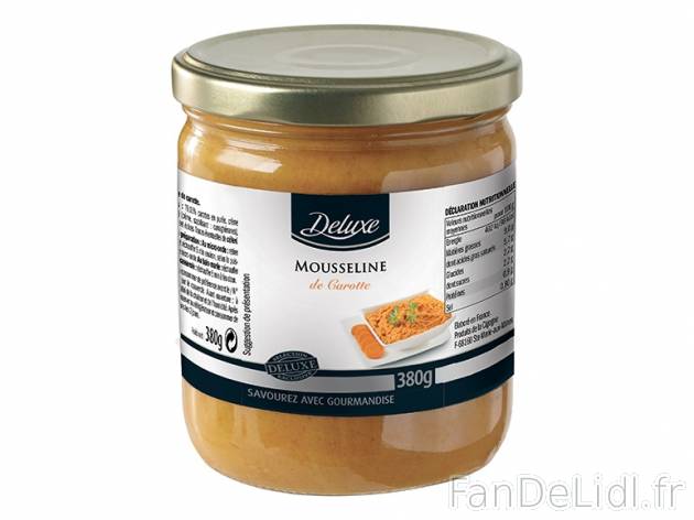 Mousseline , prezzo 2.29 € per 380 g au choix, 1 kg = 6,03 € EUR. 
- Au choix ...