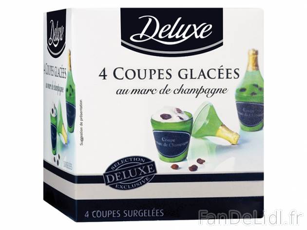 4 coupes glacées au marc de Champagne , prezzo 3.49 € per 200 g, 1 kg = 17,45 € EUR.