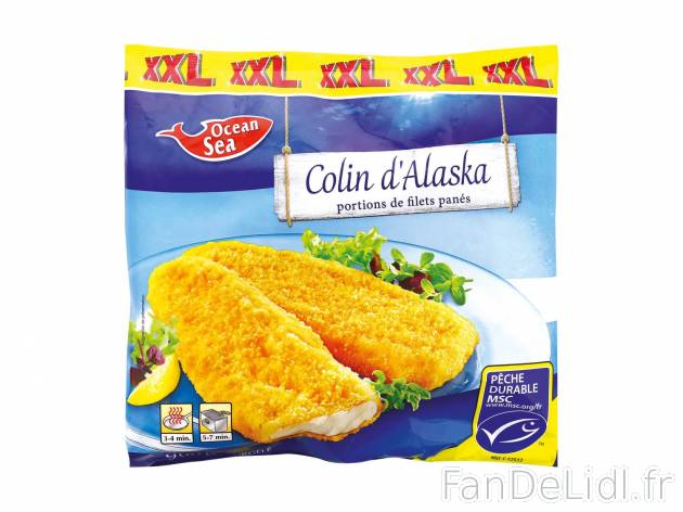 Filets de colin d’Alaska panés1 , prezzo 3.65 € per 950 g 
- 800 g + 160 g ...