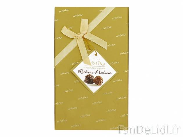 Rochers praliné , prezzo 5.99 € per 230 g, 1 kg = 26,04 € EUR. 
- Boîte cadeau ...