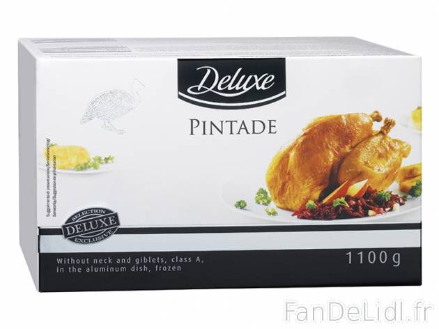 Pintade , prezzo 6.99 € per 1,1 kg, 1 kg = 6,35 € EUR.  
-      Inédit chez Lidl