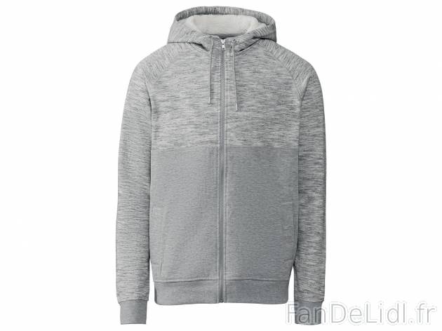 Sweat zippé homme , le prix 11.99 € 
- Ex. 78 % coton et 22 % polyester
- Coudières
- ...