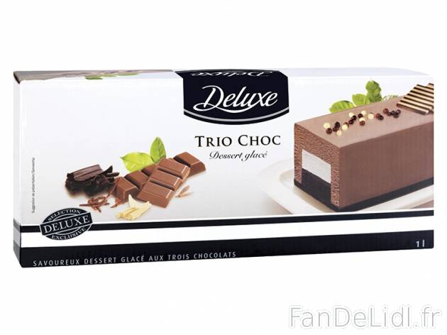 Gâteau glacé 3 chocolats , prezzo 3.29 € per 580 g, 1 kg = 5,67 € EUR.
