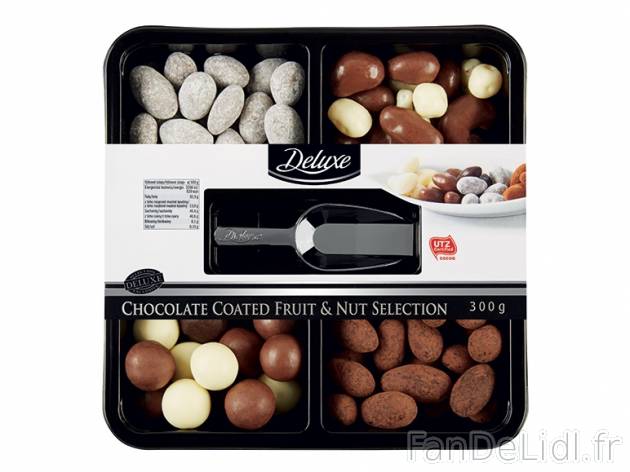 Plateau de fruits et de noix enrobés de chocolat , prezzo 3.99 € per 300 g, 1 ...
