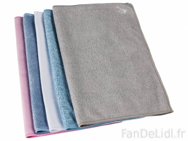 Chiffons en microfibre , le prix 2.99 €  
-  Env. 40 x 35 cm chacun
-  Lot de 5