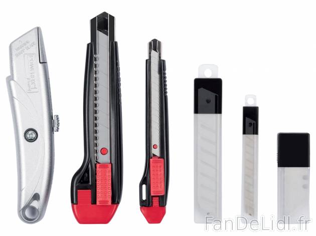 Set de cutters , le prix 2.99 € 
- Set de 33 : 1 cutter pour moquette, 1 grand ...