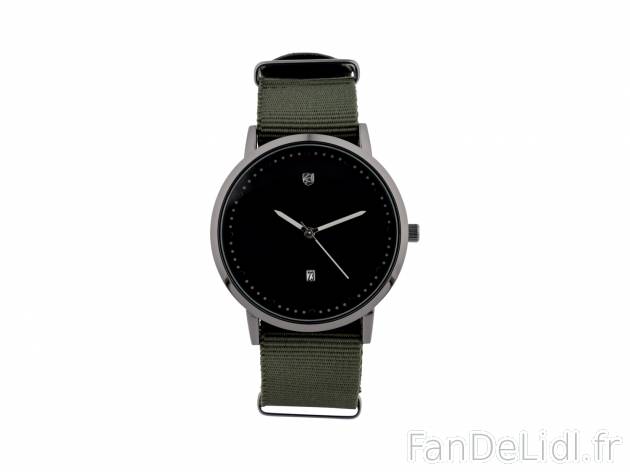 Montre , le prix 9.99 € 
- Mécanisme à quartz
- Étanche jusqu’à 5 bar
- ...